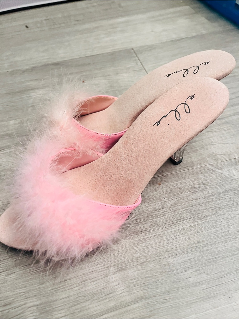 Ellie Marabou “Sasha” slipper mule open toe